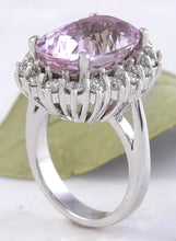 Load image into Gallery viewer, 12.02 Carats Exquisite Natural Pink Kunzite and Diamond 14K Solid White Gold Ring
