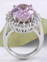 Load image into Gallery viewer, 12.02 Carats Exquisite Natural Pink Kunzite and Diamond 14K Solid White Gold Ring