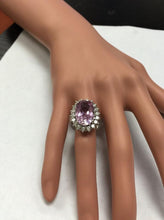 Load image into Gallery viewer, 12.02 Carats Exquisite Natural Pink Kunzite and Diamond 14K Solid White Gold Ring