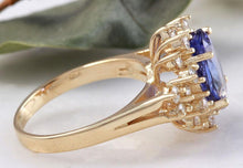Load image into Gallery viewer, 3.84 Carats Natural Very Nice Looking Tanzanite and Diamond 14K Solid Yellow Gold Ring