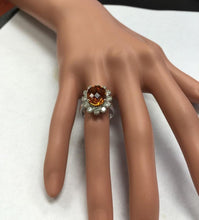 Load image into Gallery viewer, 5.90 Carats Exquisite Natural Madeira Citrine and Diamond 14K Solid White Gold Ring
