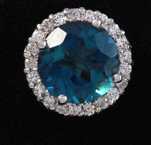 Load image into Gallery viewer, Exquisite 4.95 Carats Natural London Blue Topaz and Diamond 14K Solid White Gold Stud Earrings