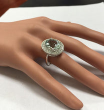 Load image into Gallery viewer, 7.26 Carats Natural Aquamarine and Diamond 14K Solid White Gold Ring