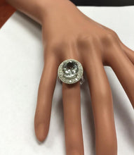Load image into Gallery viewer, 7.26 Carats Natural Aquamarine and Diamond 14K Solid White Gold Ring