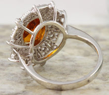 Load image into Gallery viewer, 3.46 Carats Exquisite Natural Madeira Citrine and Diamond 14K Solid White Gold Ring