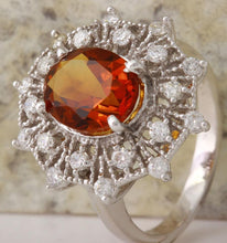 Load image into Gallery viewer, 3.46 Carats Exquisite Natural Madeira Citrine and Diamond 14K Solid White Gold Ring