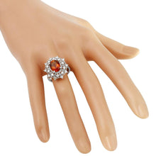 Load image into Gallery viewer, 3.46 Carats Exquisite Natural Madeira Citrine and Diamond 14K Solid White Gold Ring