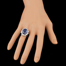 Load image into Gallery viewer, 11.90 Carats Exquisite Natural Blue Sapphire and Diamond 14K Solid White Gold Ring