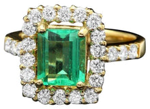 Load image into Gallery viewer, 2.70ct Natural Emerald &amp; Diamond 14k Solid Yellow Gold Ring