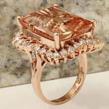 Load image into Gallery viewer, 27.25 Carats Exquisite Natural Peach Morganite and Diamond 14K Solid Rose Gold Ring