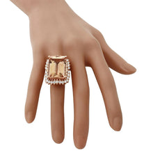 Load image into Gallery viewer, 27.25 Carats Exquisite Natural Peach Morganite and Diamond 14K Solid Rose Gold Ring