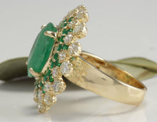 Load image into Gallery viewer, 9.64 Carats Natural Emerald and Diamond 14K Solid Yellow Gold Ring