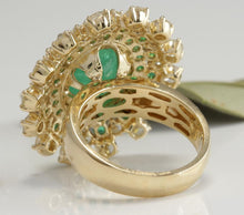 Load image into Gallery viewer, 9.64 Carats Natural Emerald and Diamond 14K Solid Yellow Gold Ring