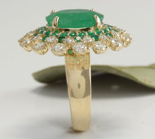 Load image into Gallery viewer, 9.64 Carats Natural Emerald and Diamond 14K Solid Yellow Gold Ring