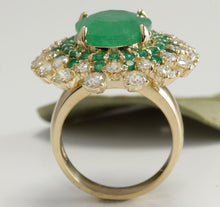 Load image into Gallery viewer, 9.64 Carats Natural Emerald and Diamond 14K Solid Yellow Gold Ring
