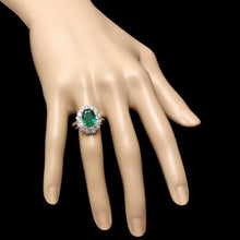 Load image into Gallery viewer, 4.85 Carats Natural Emerald and Diamond 14K Solid White Gold Ring