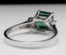 Load image into Gallery viewer, 1.82 Carats Natural Emerald and Diamond 14K Solid White Gold Ring