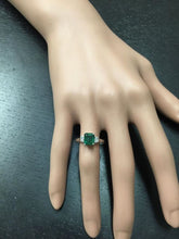 Load image into Gallery viewer, 1.82 Carats Natural Emerald and Diamond 14K Solid White Gold Ring