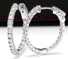 Load image into Gallery viewer, Exquisite 1.95 Carats Natural Diamond 14K Solid White Gold Hoop Earrings