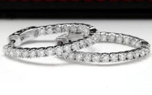 Load image into Gallery viewer, Exquisite 1.95 Carats Natural Diamond 14K Solid White Gold Hoop Earrings