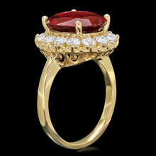 Load image into Gallery viewer, 6.20 Carats Natural Tourmaline and Diamond 14k Solid Yellow Gold Ring