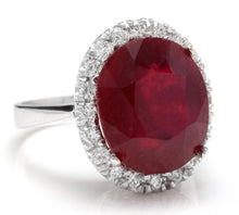 Load image into Gallery viewer, 13.30 Carats Impressive Natural Red Ruby and Diamond 14K White Gold Ring