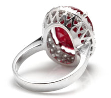 Load image into Gallery viewer, 13.30 Carats Impressive Natural Red Ruby and Diamond 14K White Gold Ring