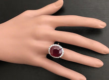 Load image into Gallery viewer, 13.30 Carats Impressive Natural Red Ruby and Diamond 14K White Gold Ring