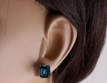 Load image into Gallery viewer, Exquisite Top Quality 7.45 Carats Natural London Blue Topaz 14K Solid Yellow Gold Stud Earrings