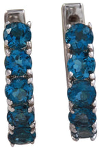 Load image into Gallery viewer, Exquisite Top Quality 2.80 Carats Natural London Blue Topaz 14K Solid White Gold Huggie Earrings