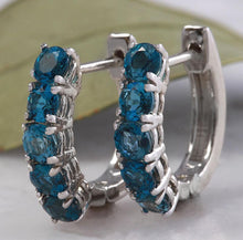 Load image into Gallery viewer, Exquisite Top Quality 2.80 Carats Natural London Blue Topaz 14K Solid White Gold Huggie Earrings