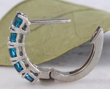 Load image into Gallery viewer, Exquisite Top Quality 2.80 Carats Natural London Blue Topaz 14K Solid White Gold Huggie Earrings