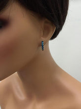 Load image into Gallery viewer, Exquisite Top Quality 2.80 Carats Natural London Blue Topaz 14K Solid White Gold Huggie Earrings