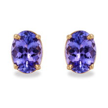 Load image into Gallery viewer, Exquisite Top Quality 2.00 Carats Natural Tanzanite 14K Solid Yellow Gold Stud Earrings