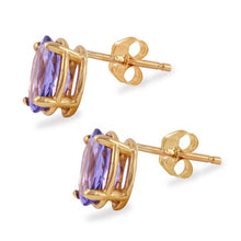 Load image into Gallery viewer, Exquisite Top Quality 2.00 Carats Natural Tanzanite 14K Solid Yellow Gold Stud Earrings