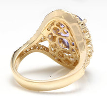 Load image into Gallery viewer, 5.50 Carats Natural Splendid Tanzanite and Diamond 14K Solid Yellow Gold Ring