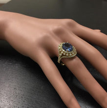 Load image into Gallery viewer, 5.50 Carats Natural Splendid Tanzanite and Diamond 14K Solid Yellow Gold Ring