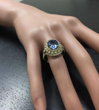 Load image into Gallery viewer, 5.50 Carats Natural Splendid Tanzanite and Diamond 14K Solid Yellow Gold Ring