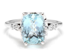 Load image into Gallery viewer, 3.08 Carats Impressive Natural Aquamarine and Diamond 14K White Gold Ring
