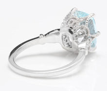 Load image into Gallery viewer, 3.08 Carats Impressive Natural Aquamarine and Diamond 14K White Gold Ring