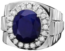 Load image into Gallery viewer, 8.65 Carats Natural Diamond &amp; Blue Sapphire 14K Solid White Gold Men's Ring