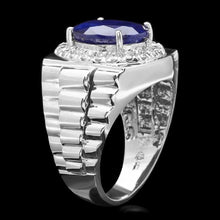 Load image into Gallery viewer, 8.65 Carats Natural Diamond &amp; Blue Sapphire 14K Solid White Gold Men's Ring