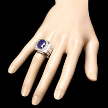Load image into Gallery viewer, 8.65 Carats Natural Diamond &amp; Blue Sapphire 14K Solid White Gold Men's Ring