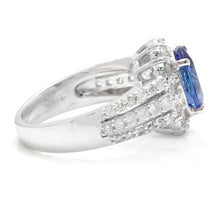 Load image into Gallery viewer, 4.50 Carats Natural Very Nice Looking Tanzanite and Diamond 18K Solid White Gold Ring