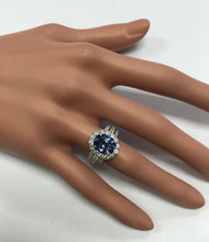 Load image into Gallery viewer, 4.50 Carats Natural Very Nice Looking Tanzanite and Diamond 18K Solid White Gold Ring