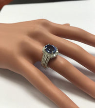 Load image into Gallery viewer, 4.50 Carats Natural Very Nice Looking Tanzanite and Diamond 18K Solid White Gold Ring