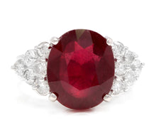 Load image into Gallery viewer, 8.90 Carats Impressive Red Ruby and Natural Diamond 18K White Gold Ring