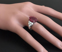 Load image into Gallery viewer, 8.90 Carats Impressive Red Ruby and Natural Diamond 18K White Gold Ring