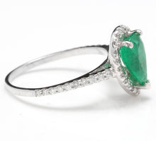 Load image into Gallery viewer, 2.20 Carats Natural Colombian Emerald and Diamond 14K Solid White Gold Ring