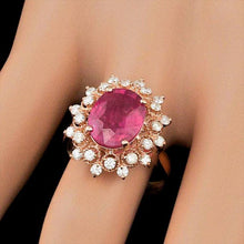 Load image into Gallery viewer, 4.50 Carats Natural Ruby and Diamond 14k Solid Rose Gold Ring